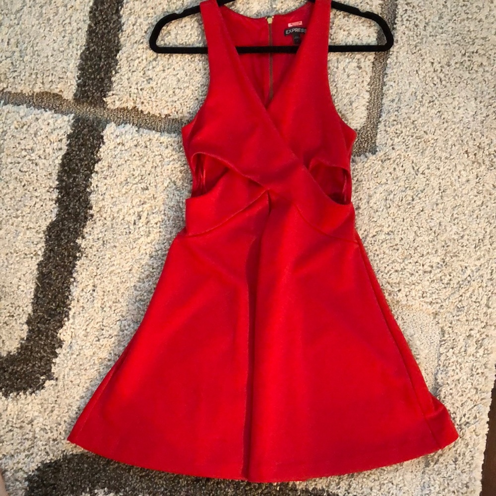 Red Side Cut Out Mini Dress